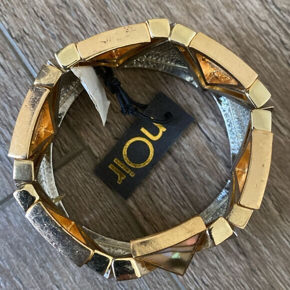 nOir Jewelry Gold + Rose-gold Shimmer Geometric Cuff Mother of Pearl Nordstrom - Picture 3 of 6